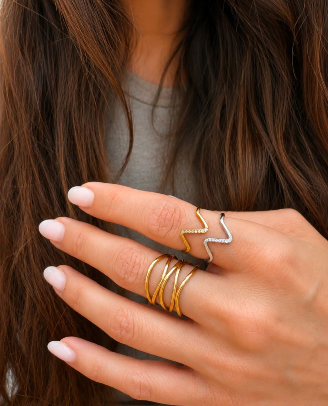 Anillo ONDAS dobles dorado
