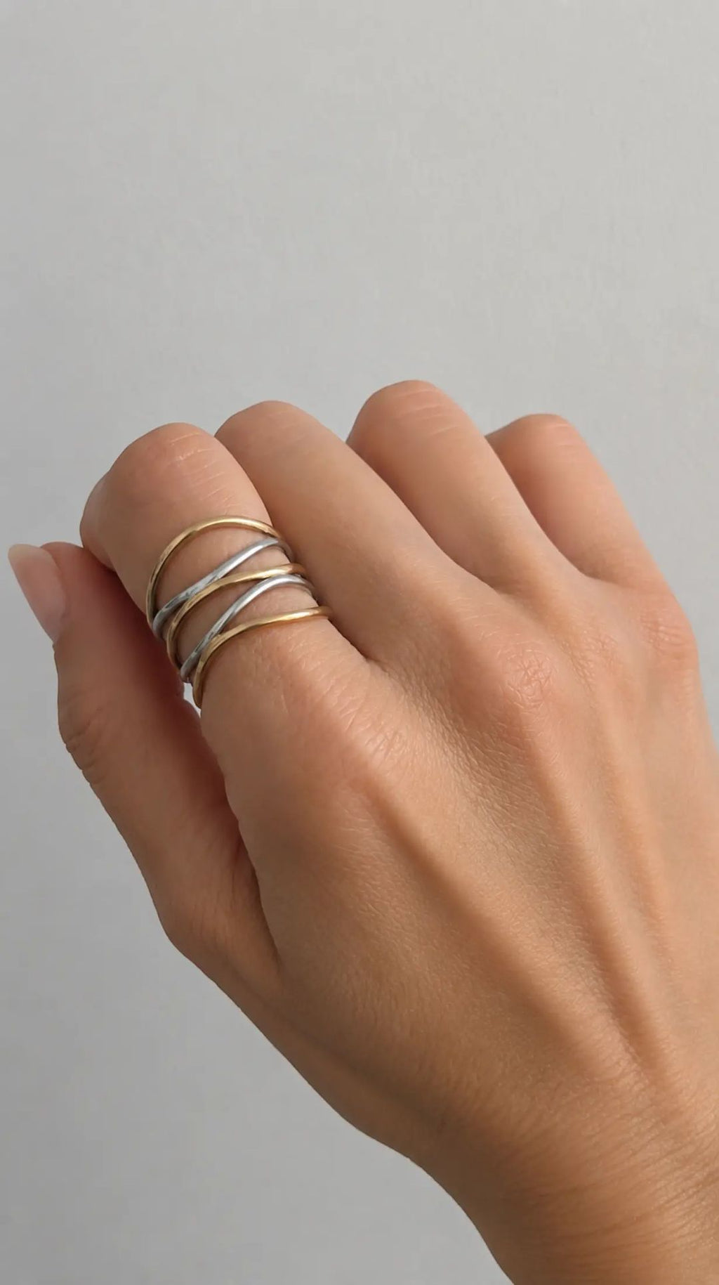 Anillo ONDAS dobles dorado/plateado