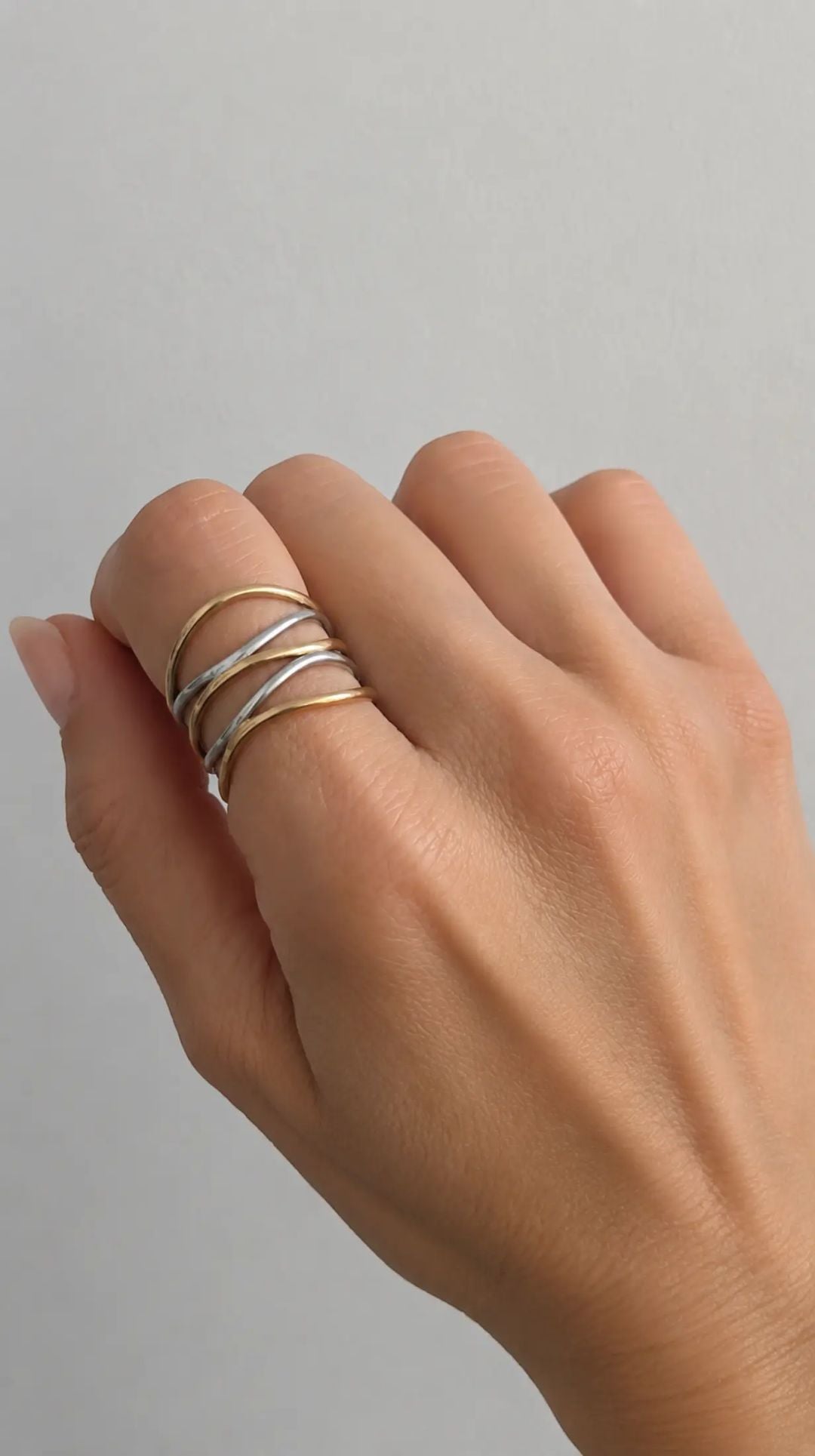 Anillo ONDAS dobles dorado/plateado